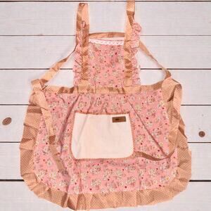 Vintage Style pink floral aprons with ruffles and large pocket